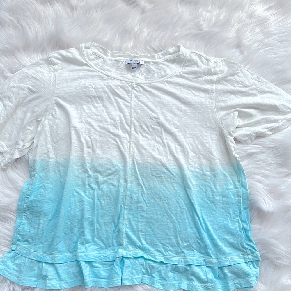 Skinny Girl’s Women’s Large White and Blue Tie-Dye Tee